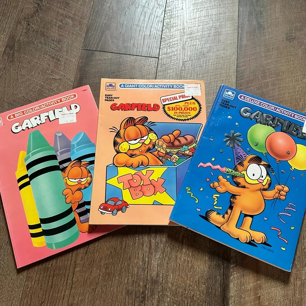 Golden Garfield Coloring Books lot (3) 1970-1980s collection